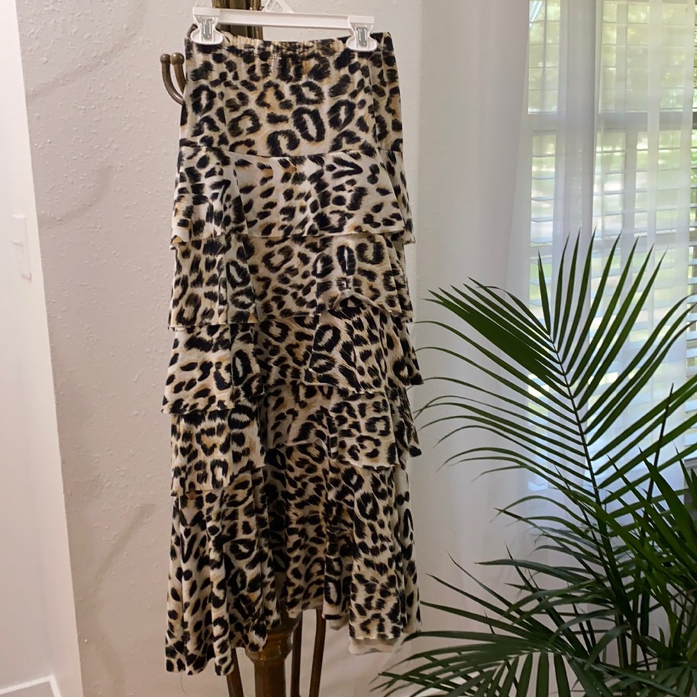 Leopard Print Ruffled Skirt